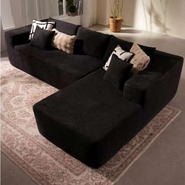 Verve 106 in. Wide Square Arm 2-Piece Modern Corduroy Fabric L-Shape Modular Sectional